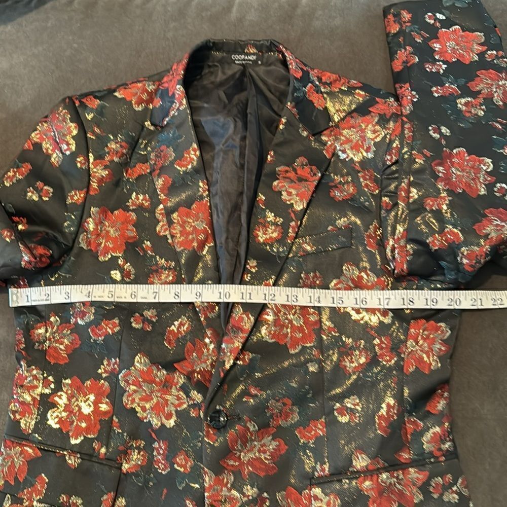 Men’s Floral One Button Slim Fit Tuxedo Suit Jacket Blazer Size S NWOT - Picture 5 of 13